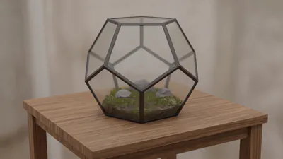 Флорариум под стеклом — работа ученика в Blender, Авенир, 14 лет