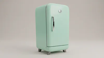 Мятный ретро-холодильник — работа ученика в Blender, Артём, 13 лет